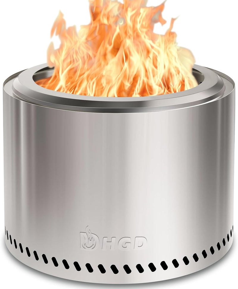 HGD 20 Inch Smokeless Patio Fire Pit, Outdoor Wood Burning Stove, Stainless Steel Firepit for Backyard, Patio, Garden, Picnic - Image 1